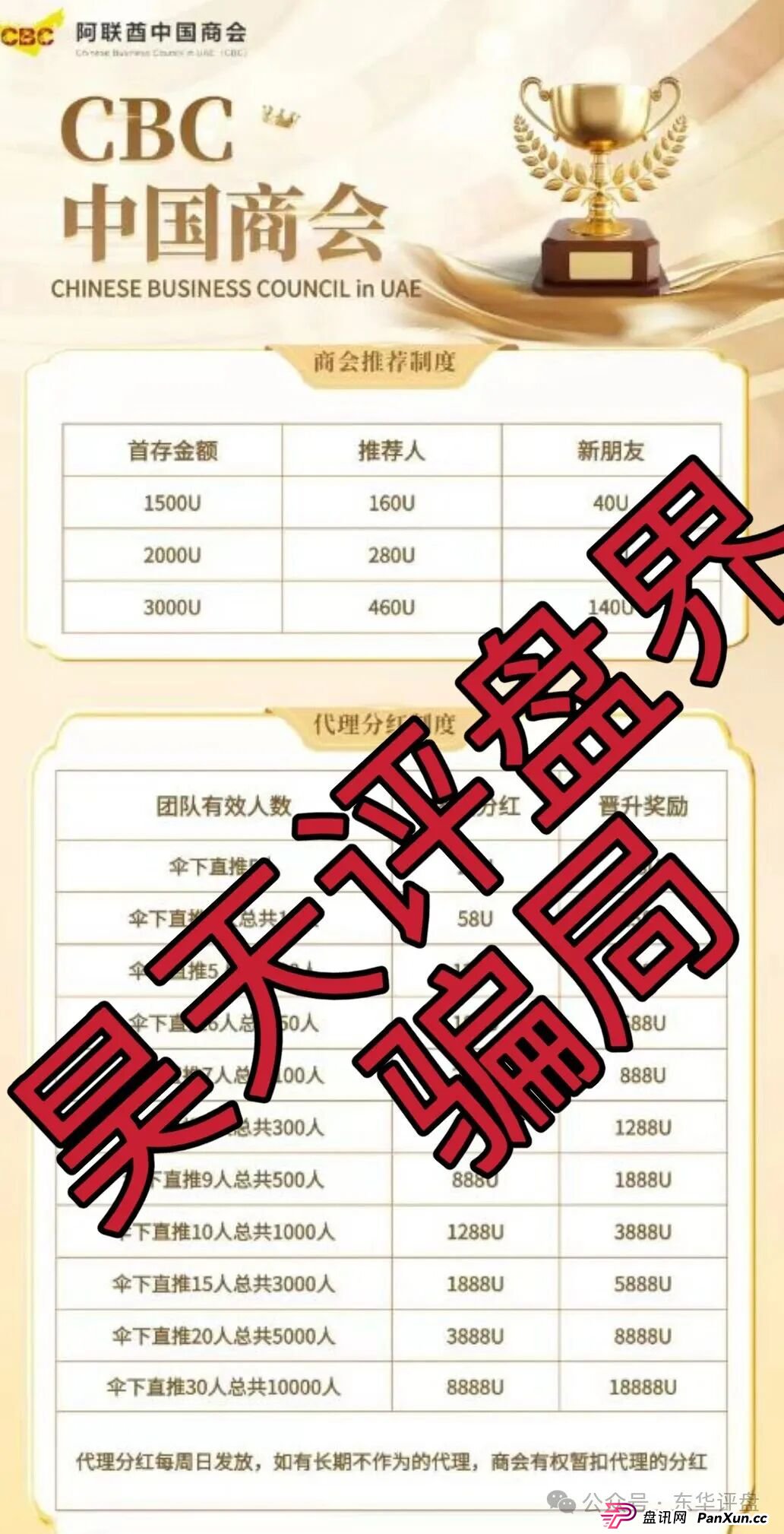 阿联酋中国商会CBC跟单类资金盘骗局，官方出面打假，大量单割会员，