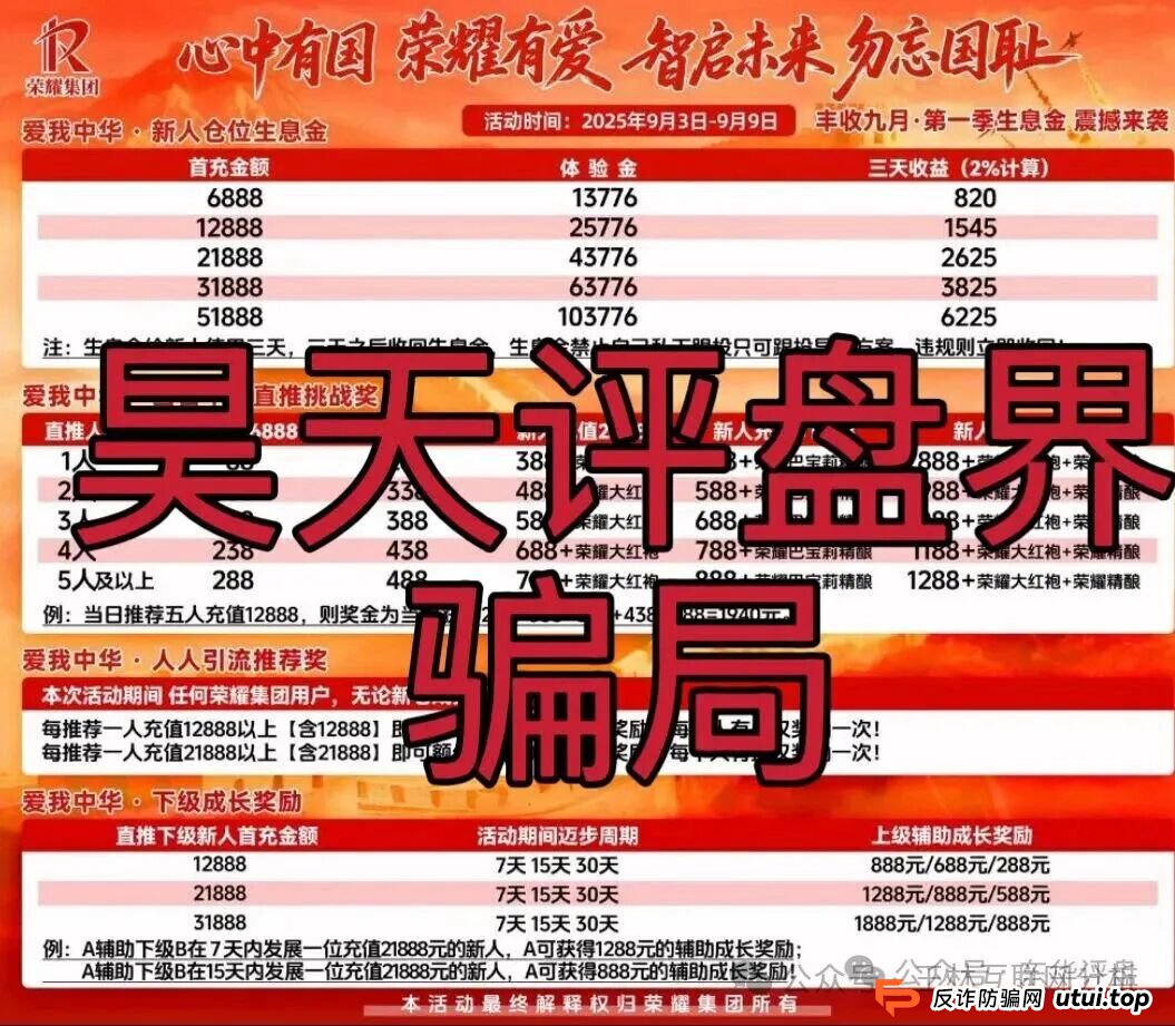 10月10日最新资金盘项目骗局曝光：《远赢富卫码险，荣耀集团（嘉悦国际），心光俱乐部（ABO Energy新能源）》随时可能卷钱跑路！