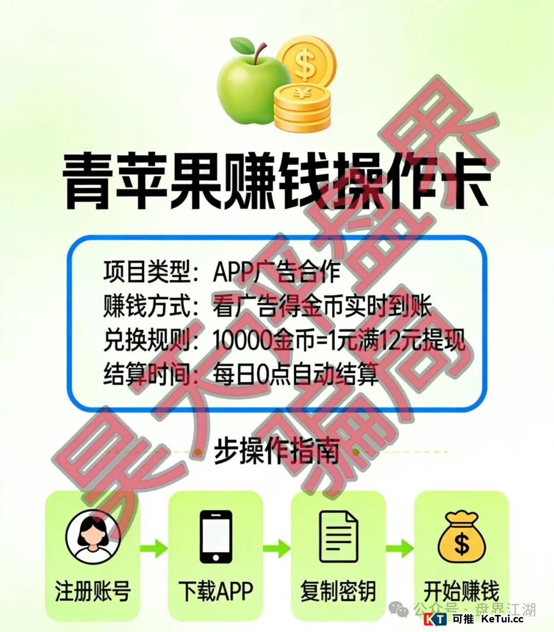 青苹果（金苹果）刷广告给分红的资金盘骗局，高度预警，即将崩盘跑路！