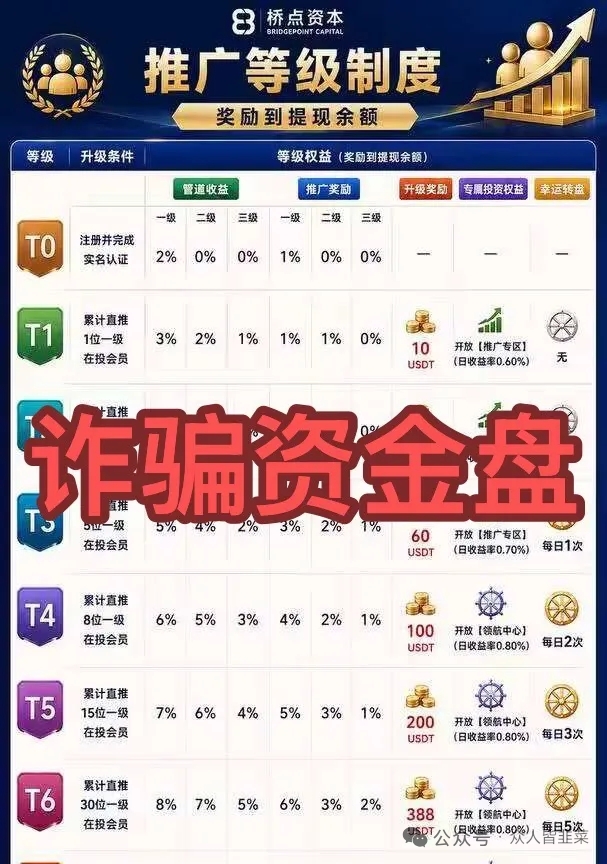 桥点资本:虚拟币投资是幌子,多重等级拉人头,资金盘崩盘在即